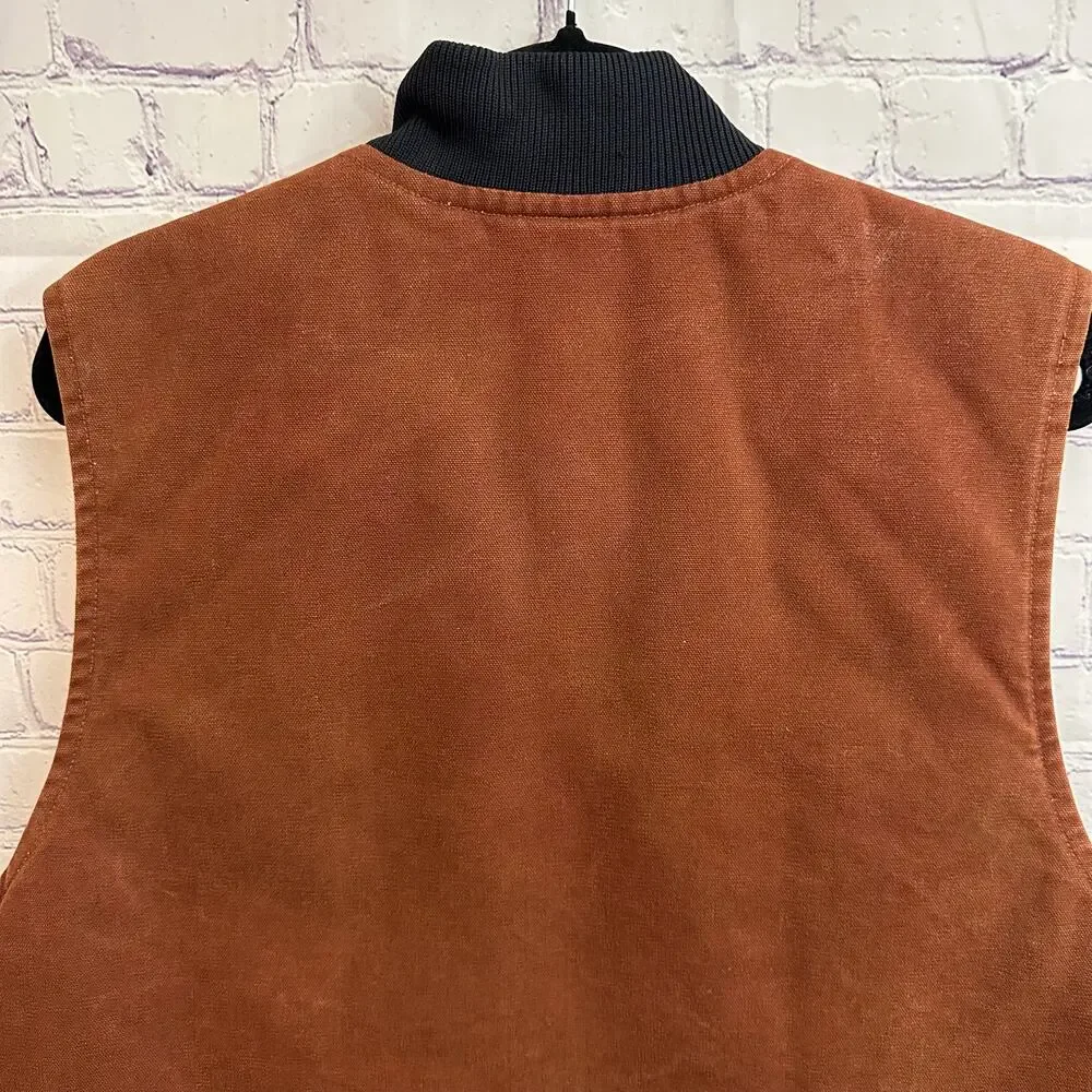 Vintage Carhartt Clay Red Quilted Duck Canvas Workwear Vest Men's Large V02 CLY